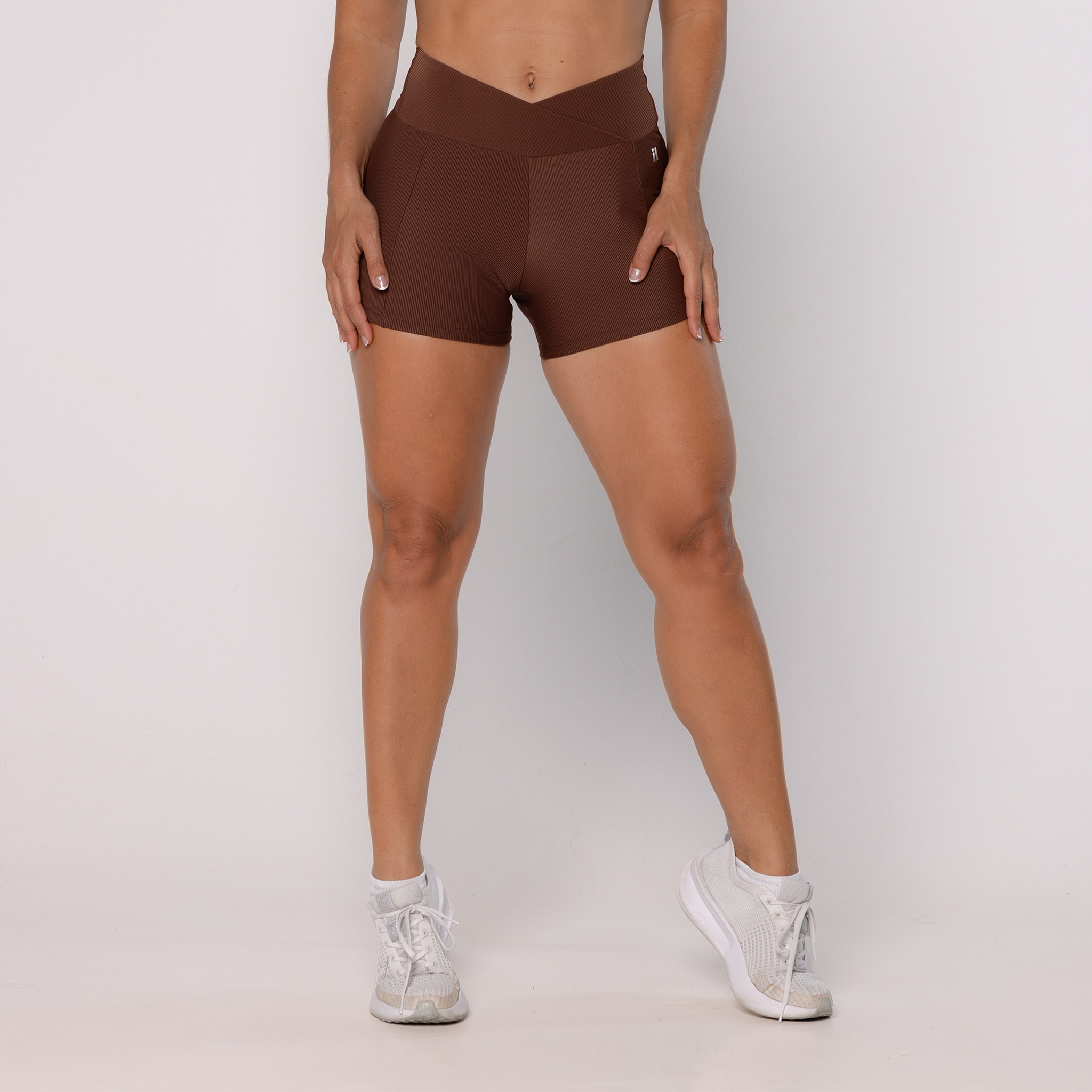 Short em Poliamida Cos Transpassado Canelado -wbyt