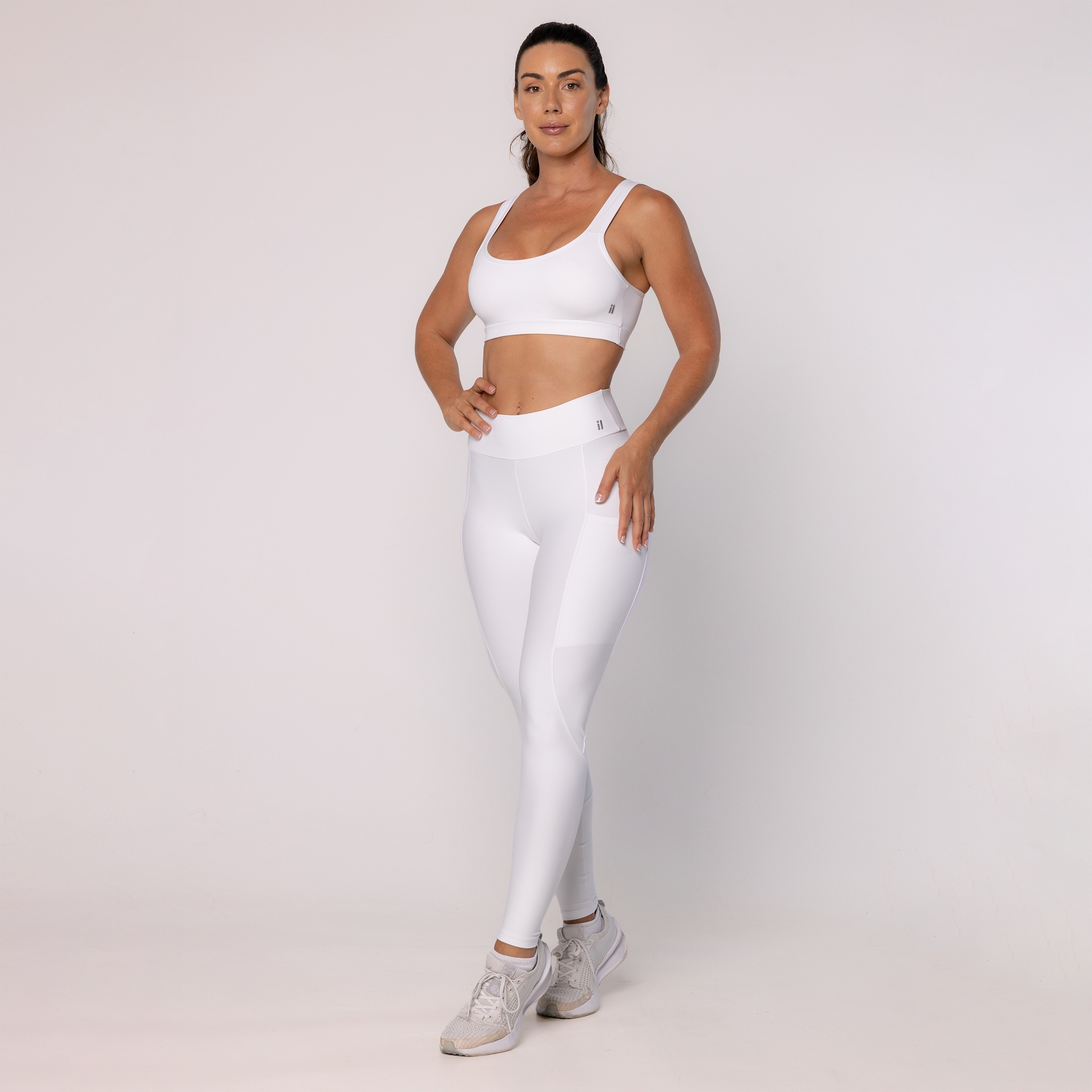 Legging com Recortes e Bolso - Branco