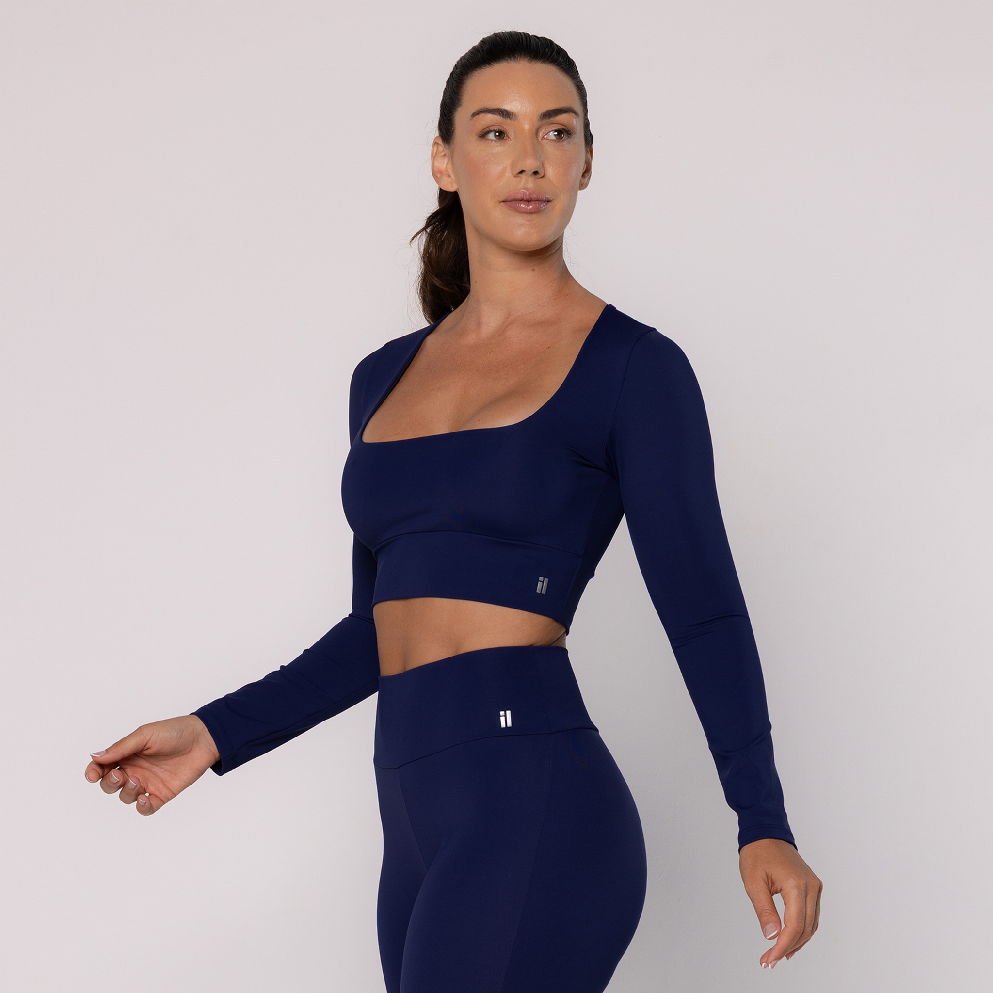 Cropped com Decote Quadrado - Marinho