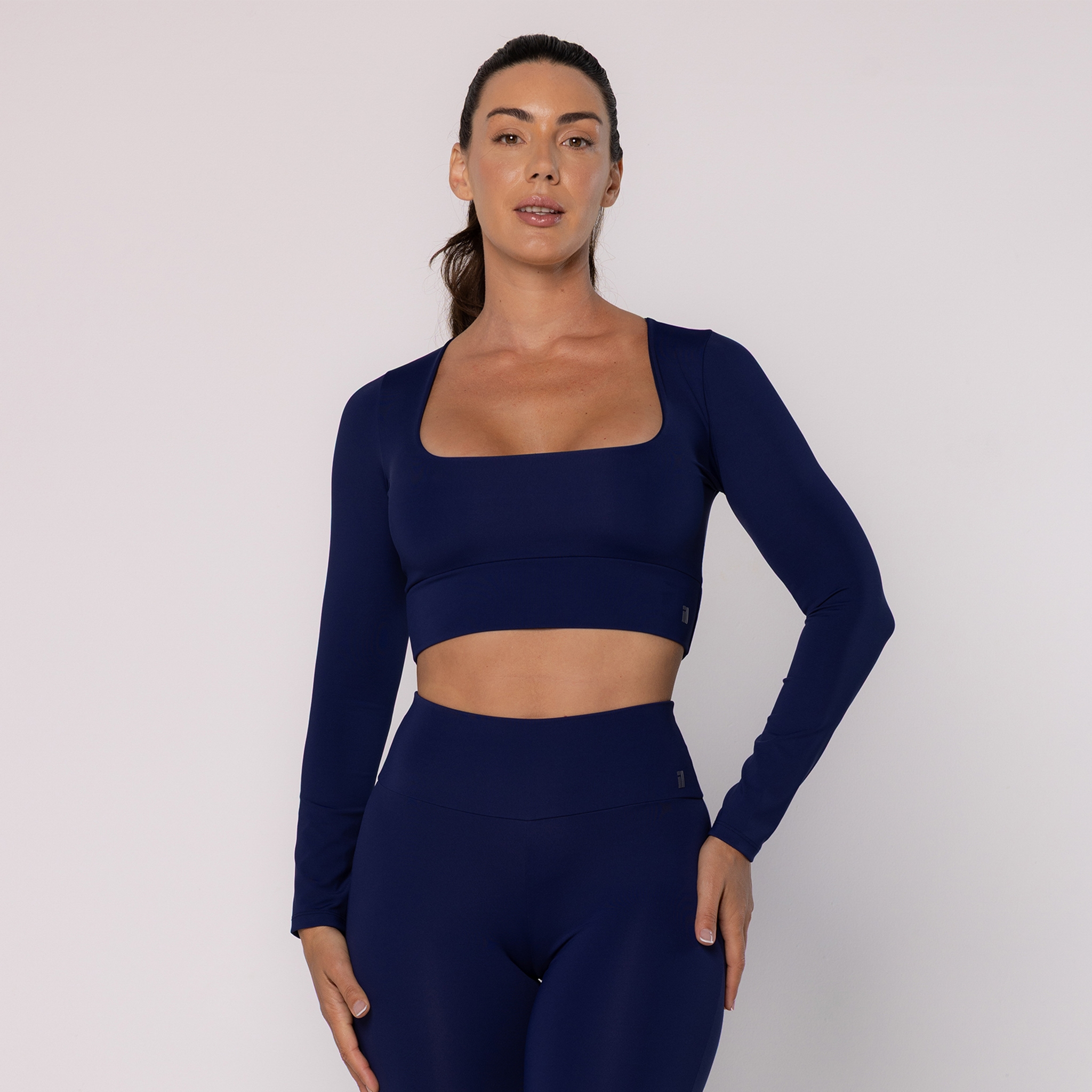 Cropped com Decote Quadrado - Marinho - Marinho P Cropped com Decote Quadrado - Marinho - Marinho P