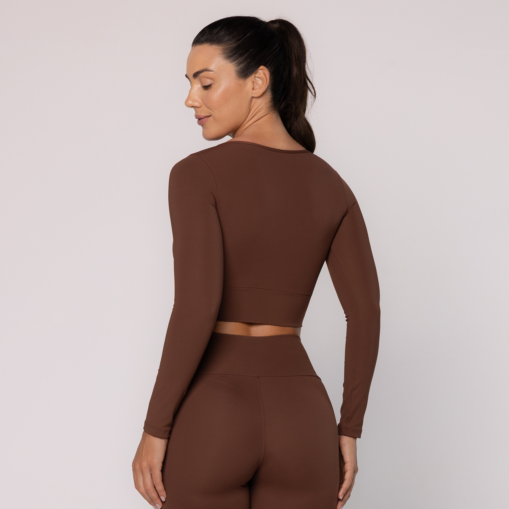 Cropped com Decote Quadrado - Capuccino
