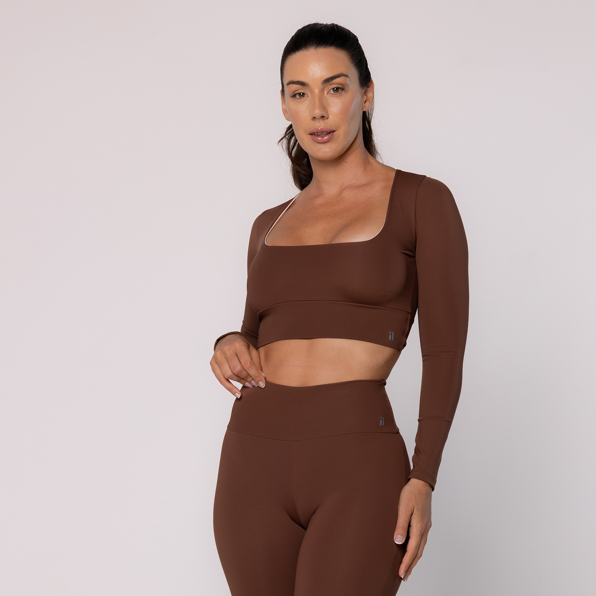Cropped com Decote Quadrado - Capuccino - Cappucino P Cropped com Decote Quadrado - Capuccino - Cappucino P